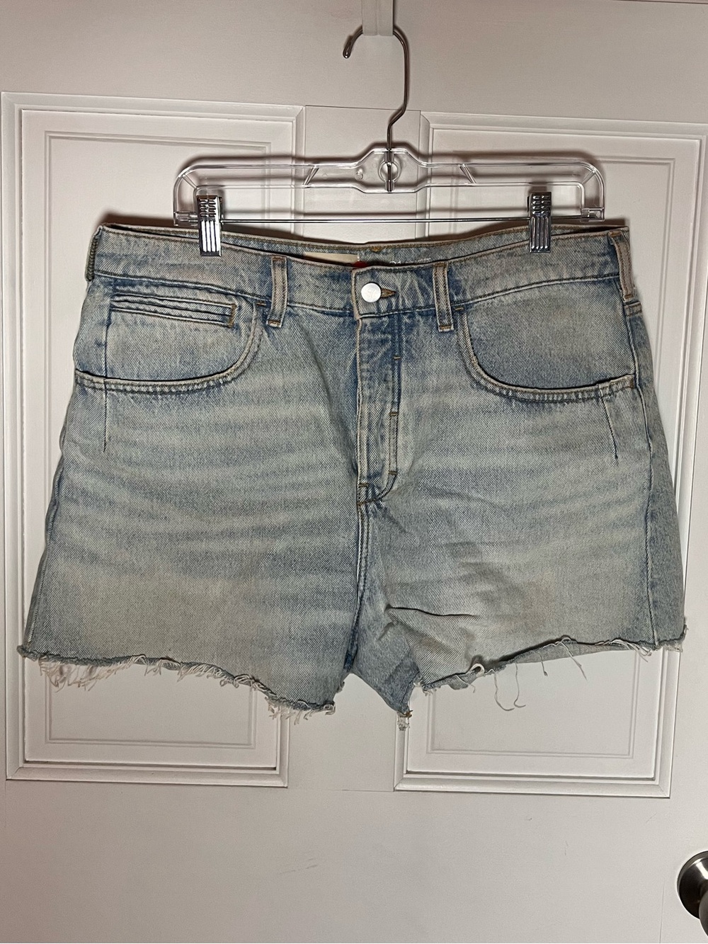Pilcro Light Wash Distressed Denim Shorts